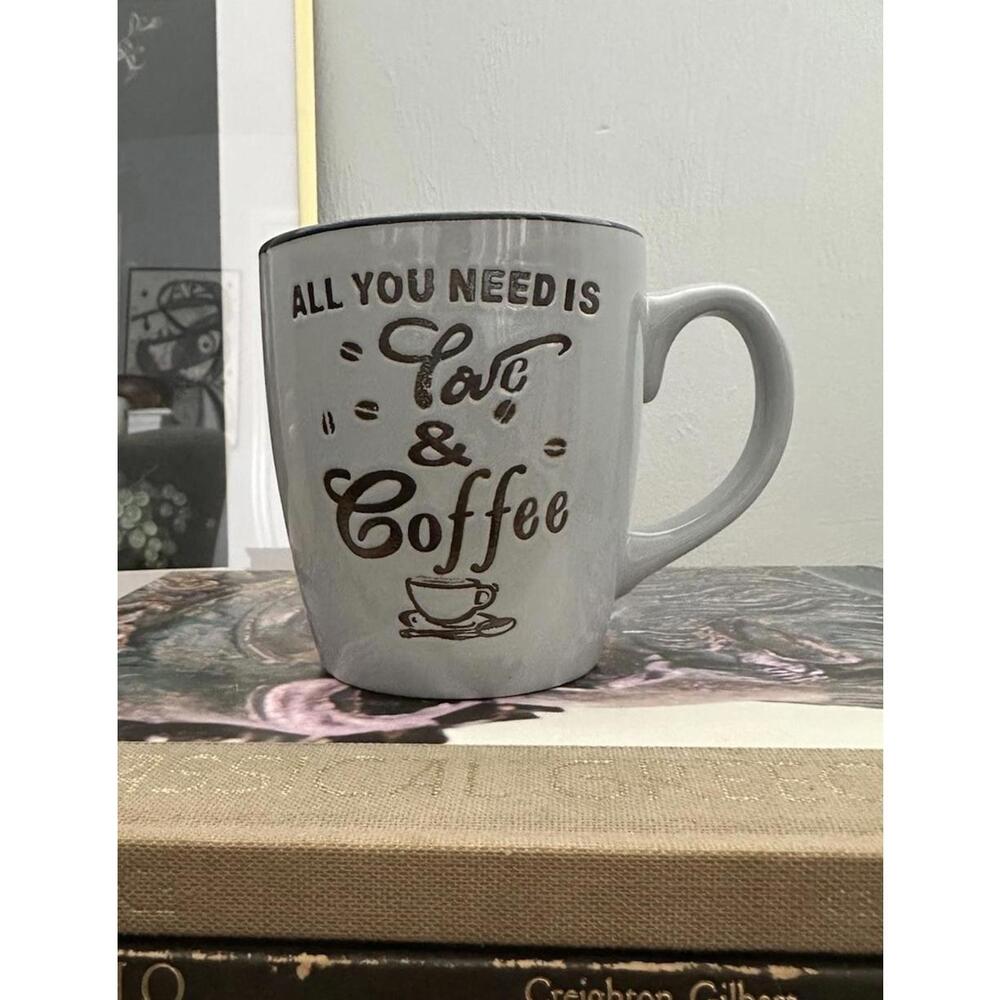 All You Need Is Love Coffee Mug Cup Gray Ceramic Stoneware 14oz Royal Norfolk
